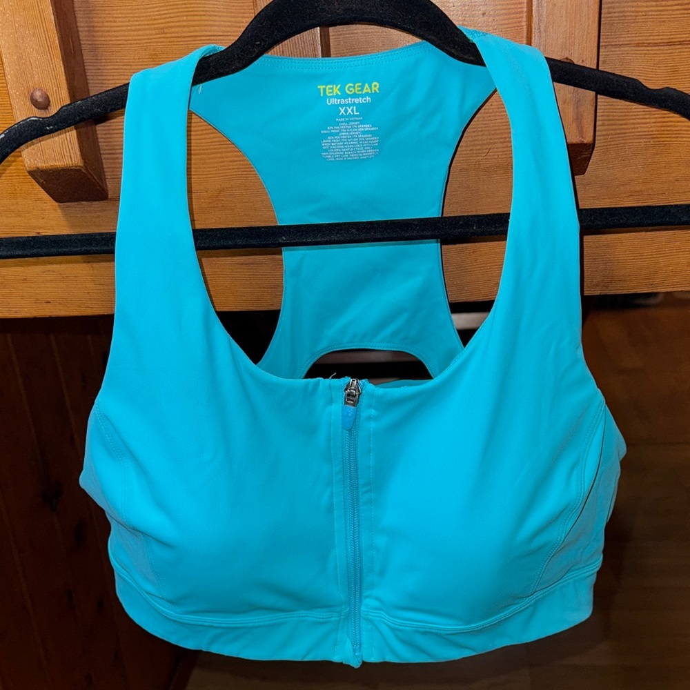 Tek Gear size XXL ultrastretch  Women's Aqua Zip-Front Sports Bra
